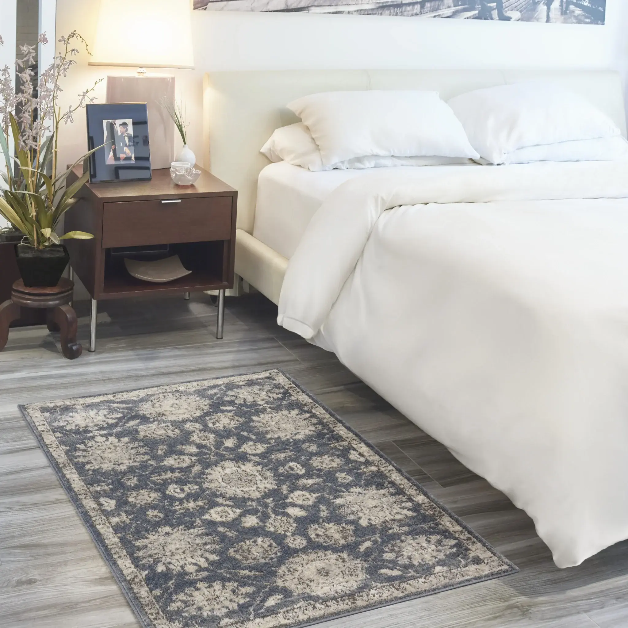 3' X 5' Blue And Beige Oriental Power Loom Non Skid Area Rug - Image 8