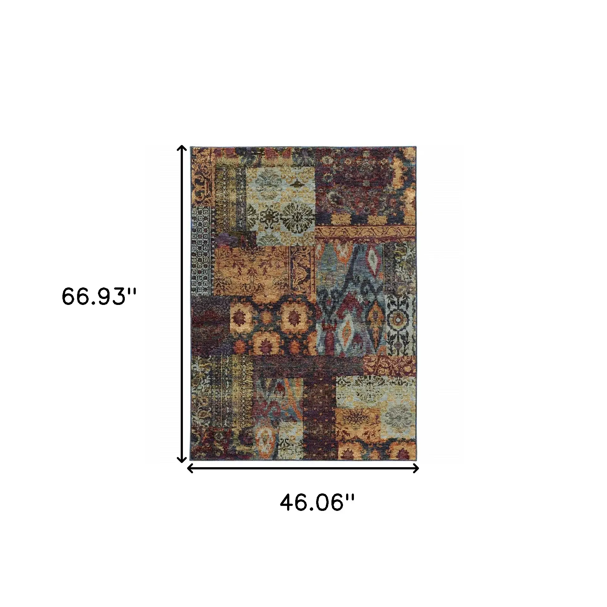 3' X 5' Blue and Gold Abstract Power Loom Area Rug - Image 3