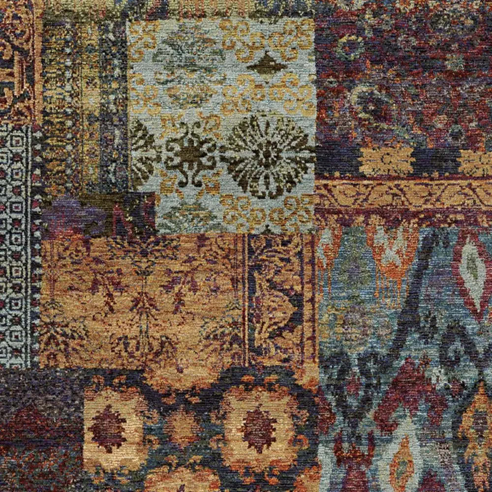 3' X 5' Blue and Gold Abstract Power Loom Area Rug - Image 4