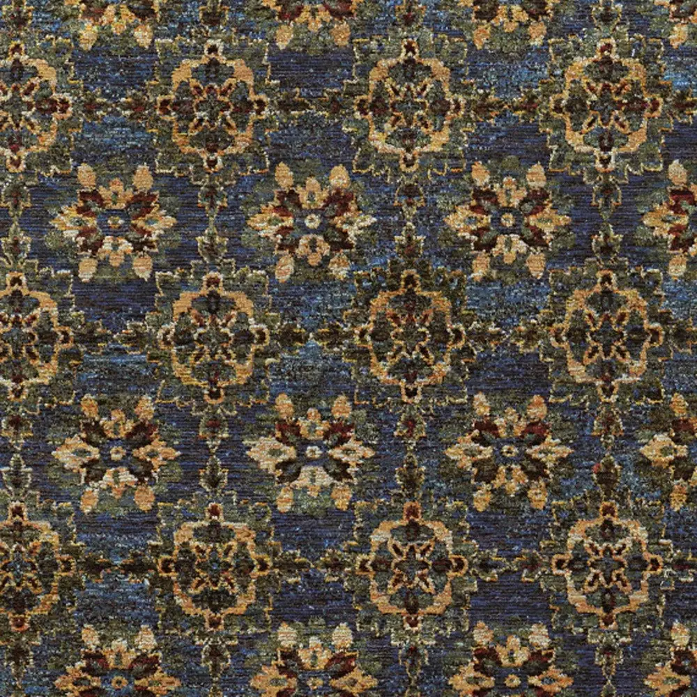 3' X 5' Blue and Gold Oriental Power Loom Area Rug - Image 4