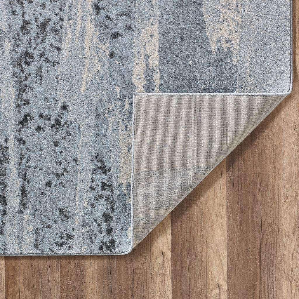 3' X 5' Blue and Gray Abstract Area Rug - Image 3