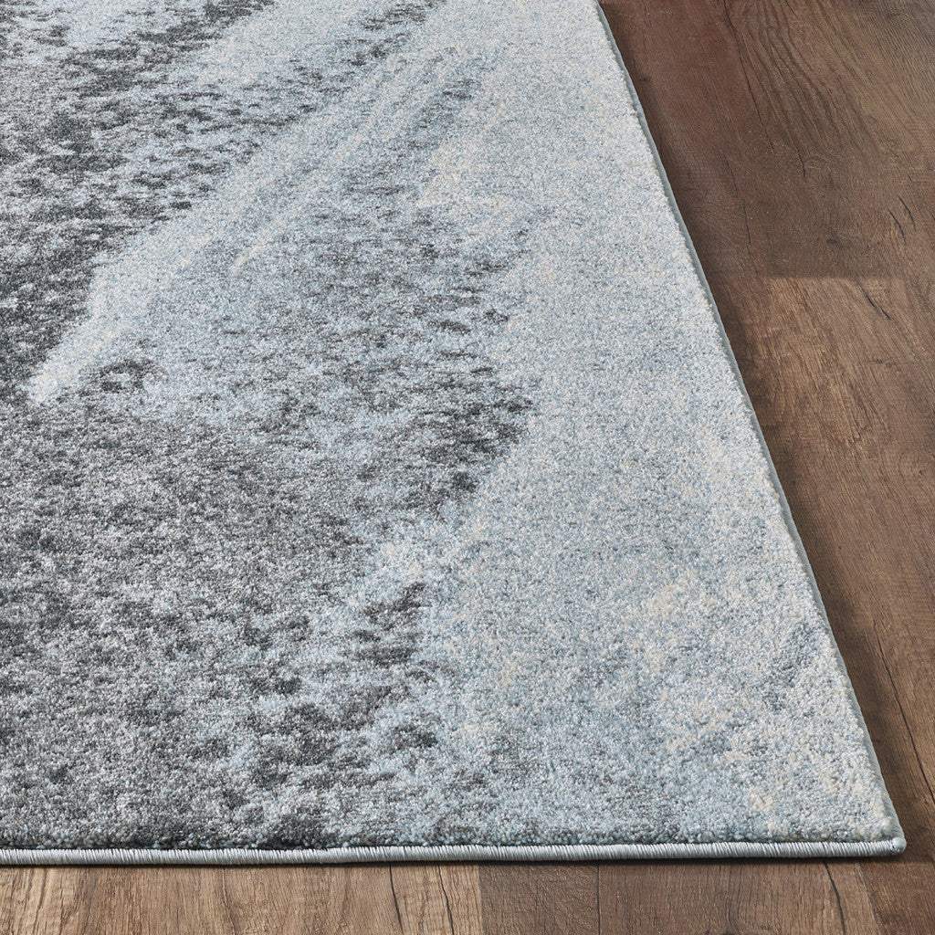 3' X 5' Blue and Gray Abstract Area Rug - Image 4