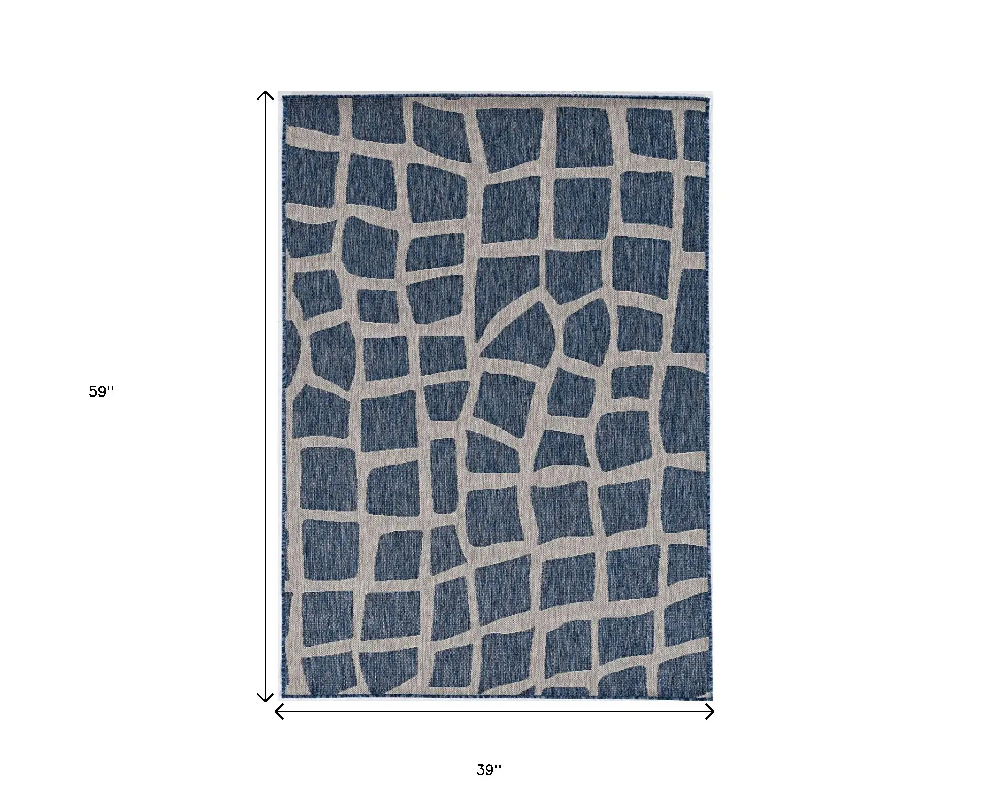 3' X 5' Blue and Gray Abstract Indoor Outdoor Area Rug - Image 3