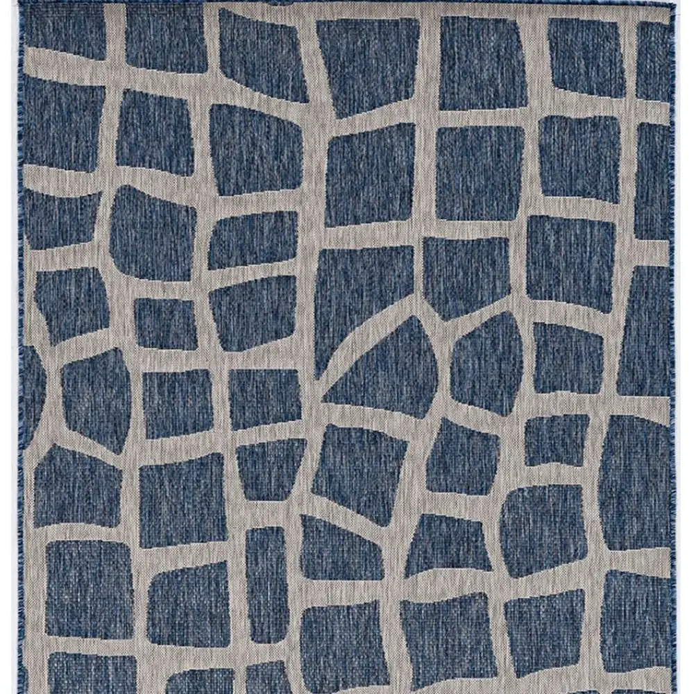 3' X 5' Blue and Gray Abstract Indoor Outdoor Area Rug - Image 7