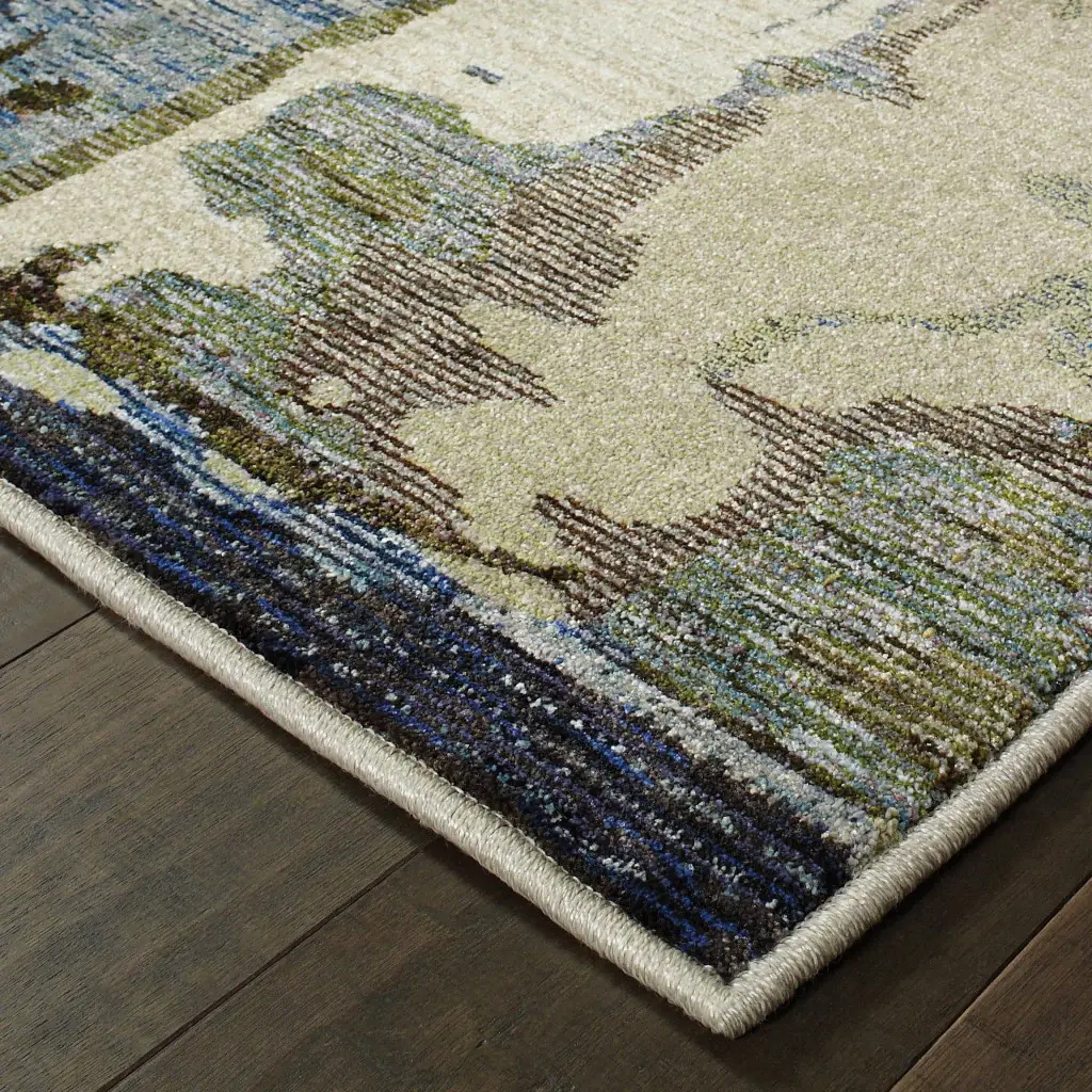 3' X 5' Blue and Gray Abstract Power Loom Area Rug - Image 4