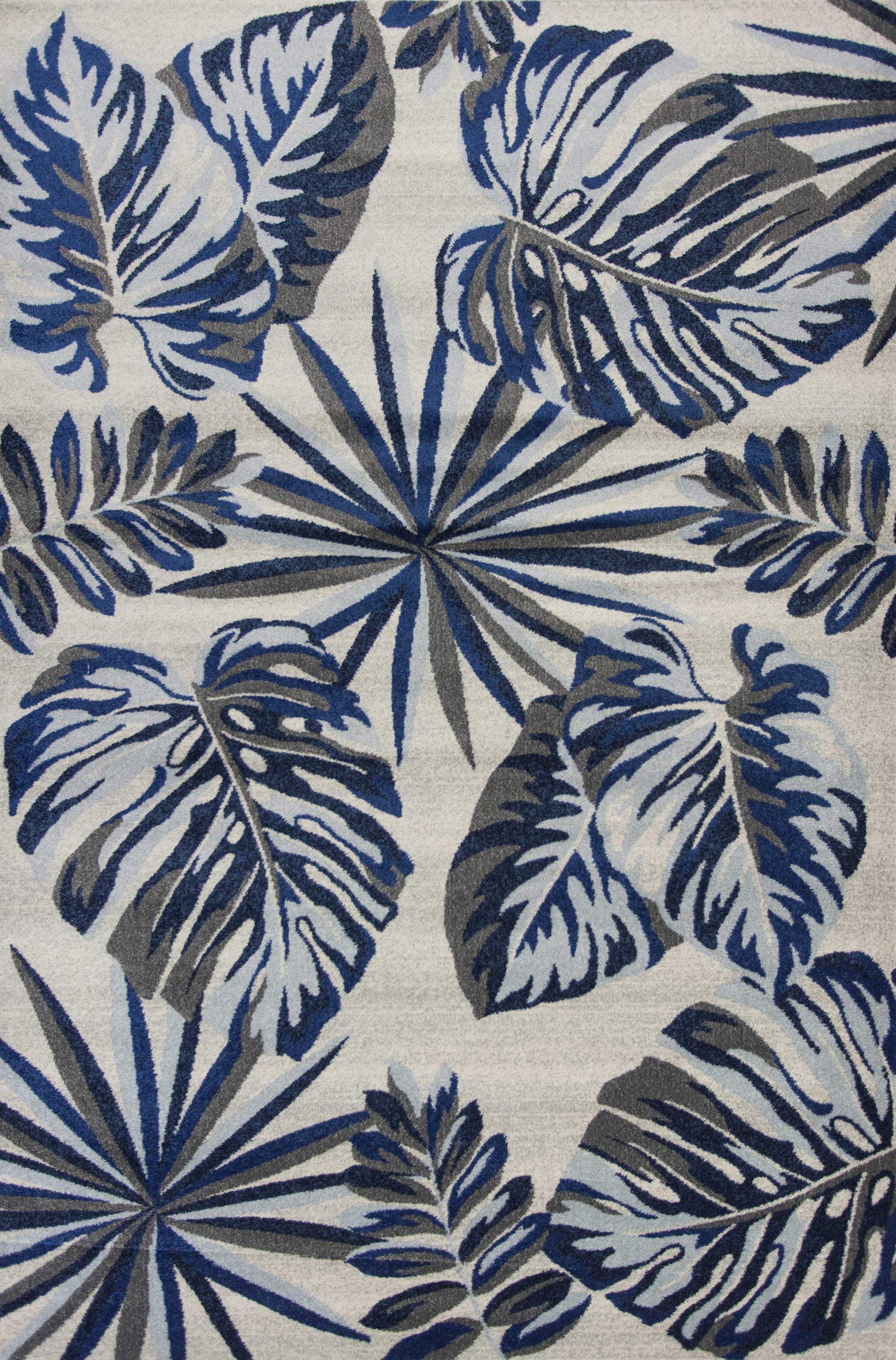 3' X 5' Blue and Gray Botanical Leaves Area Rug - Image 6