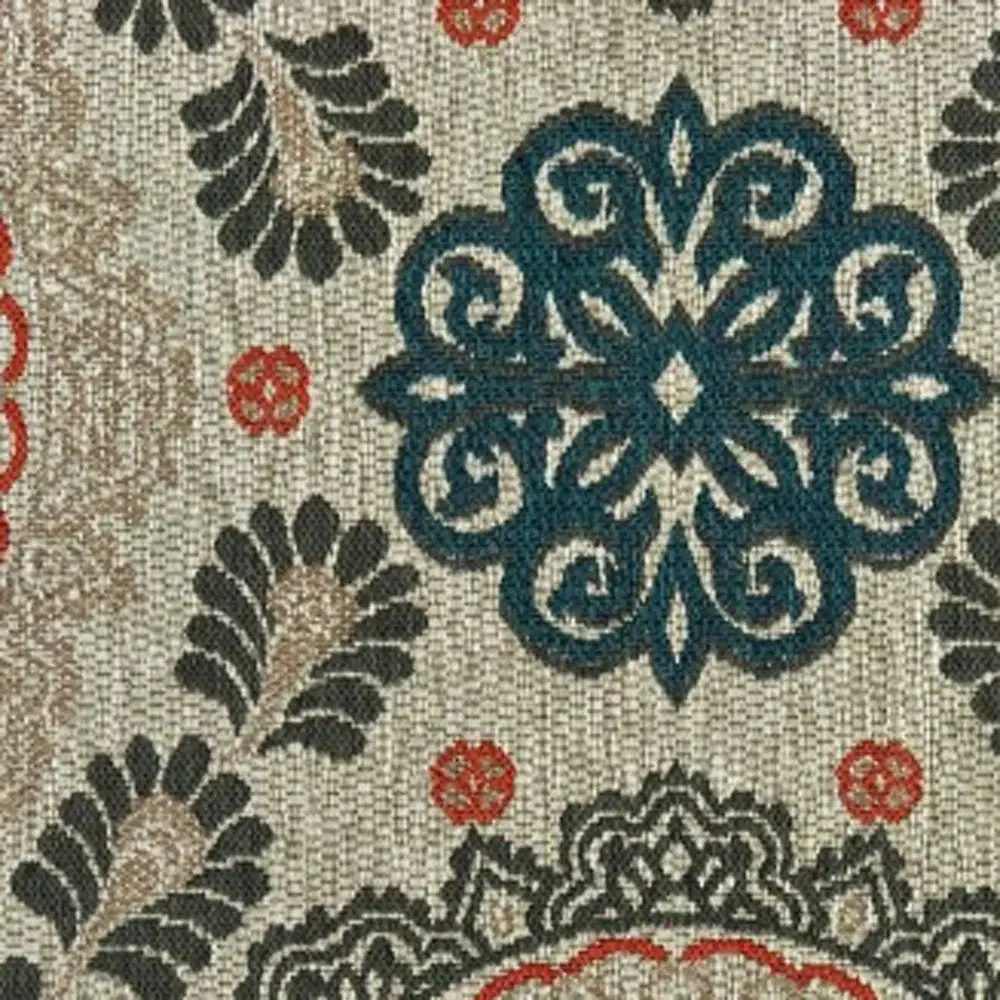 3' X 5' Blue and Gray Damask Indoor Outdoor Area Rug - Image 2