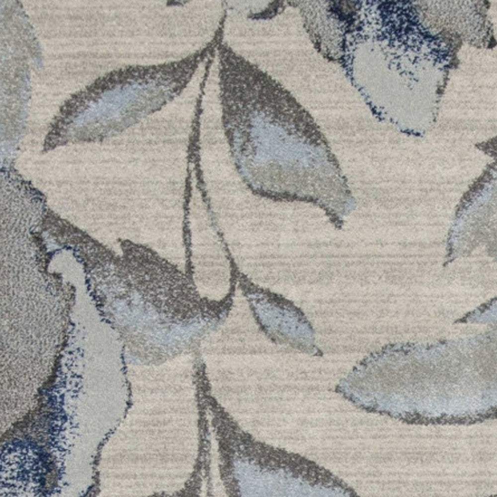 3' X 5' Blue and Gray Floral Vines Area Rug - Image 4