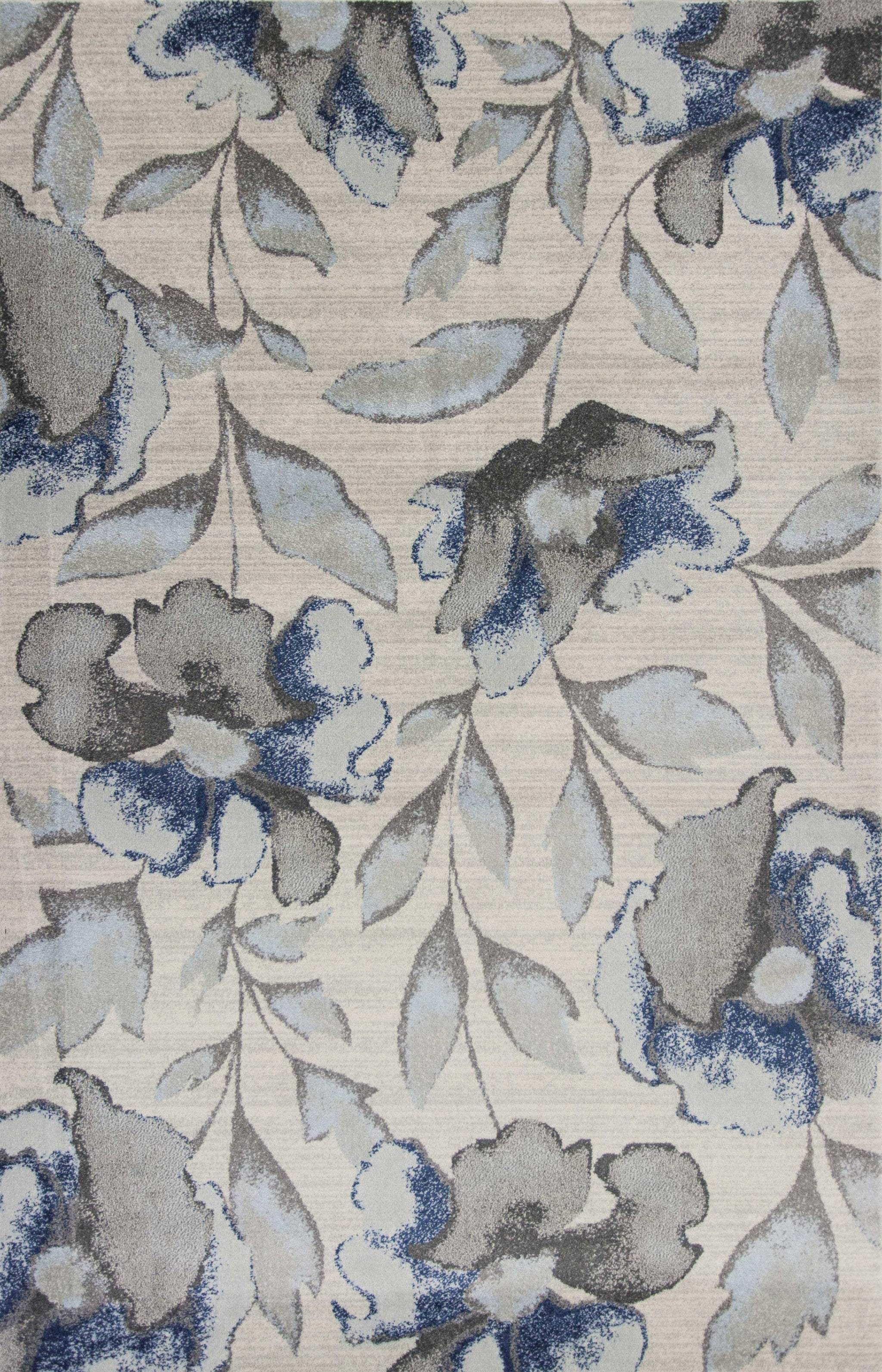 3' X 5' Blue and Gray Floral Vines Area Rug - Image 6