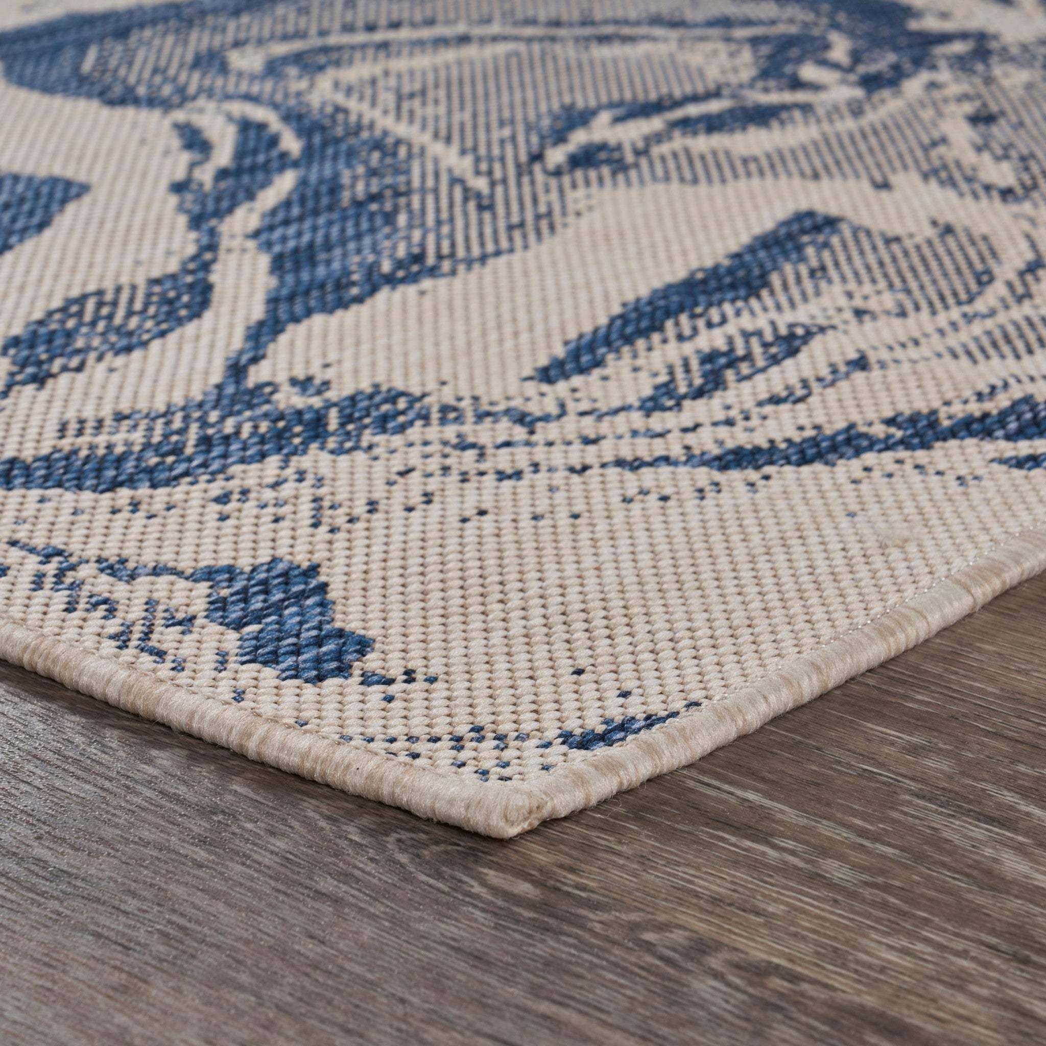 3' X 5' Blue And Gray Indoor Outdoor Area Rug - Image 3