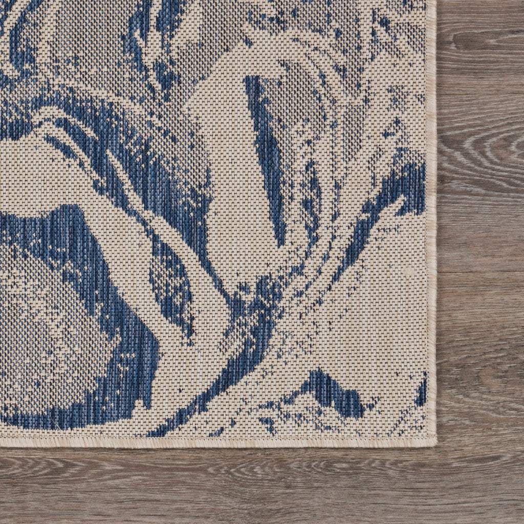 3' X 5' Blue And Gray Indoor Outdoor Area Rug - Image 6