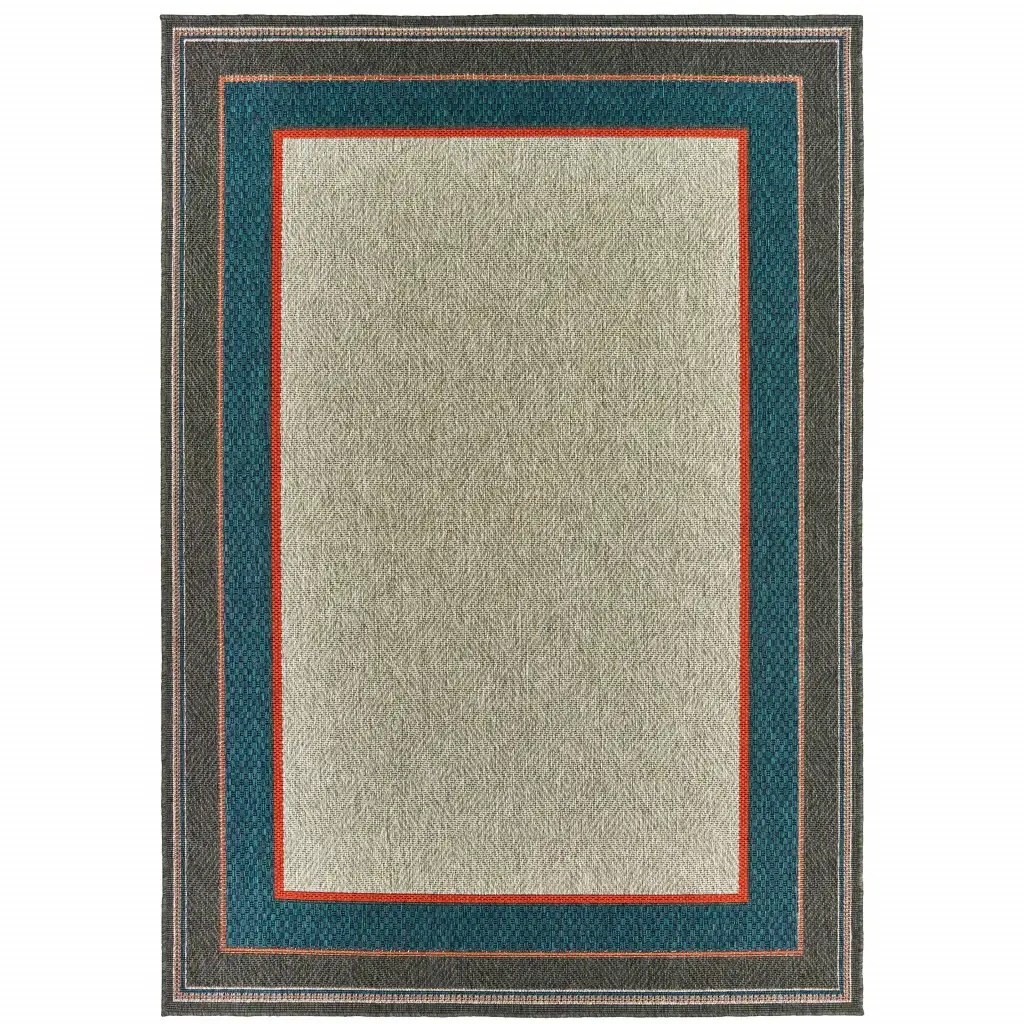 3' X 5' Blue and Gray Stain Resistant Indoor Outdoor Area Rug