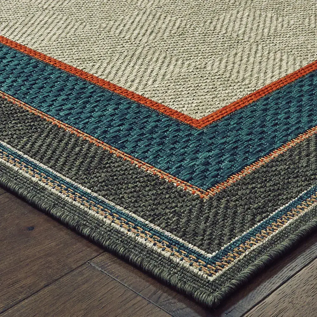 3' X 5' Blue and Gray Stain Resistant Indoor Outdoor Area Rug - Image 3