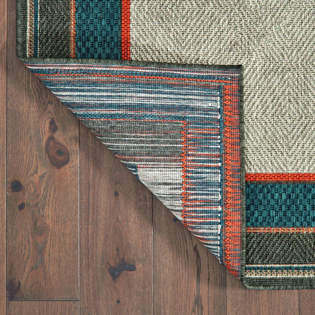 3' X 5' Blue and Gray Stain Resistant Indoor Outdoor Area Rug - Image 4