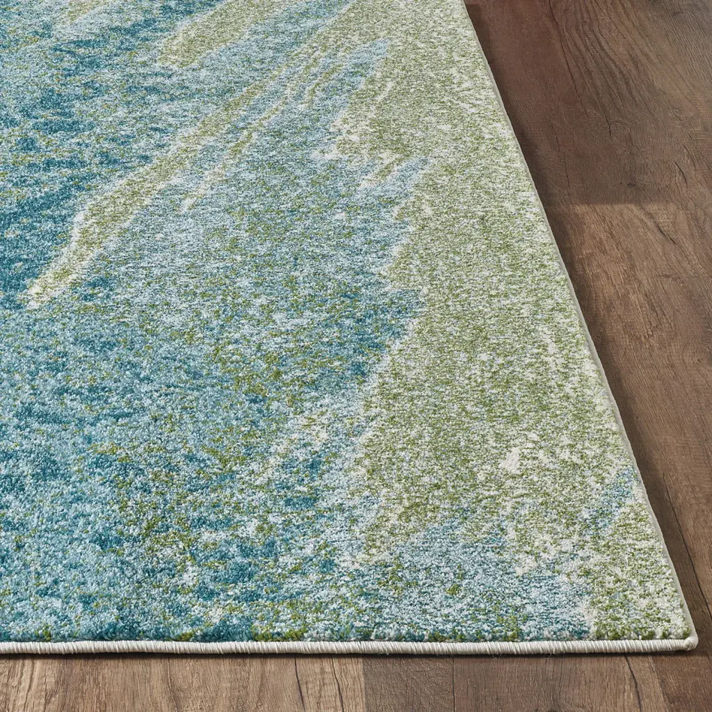 3' X 5' Blue and Green Abstract Area Rug - Image 4