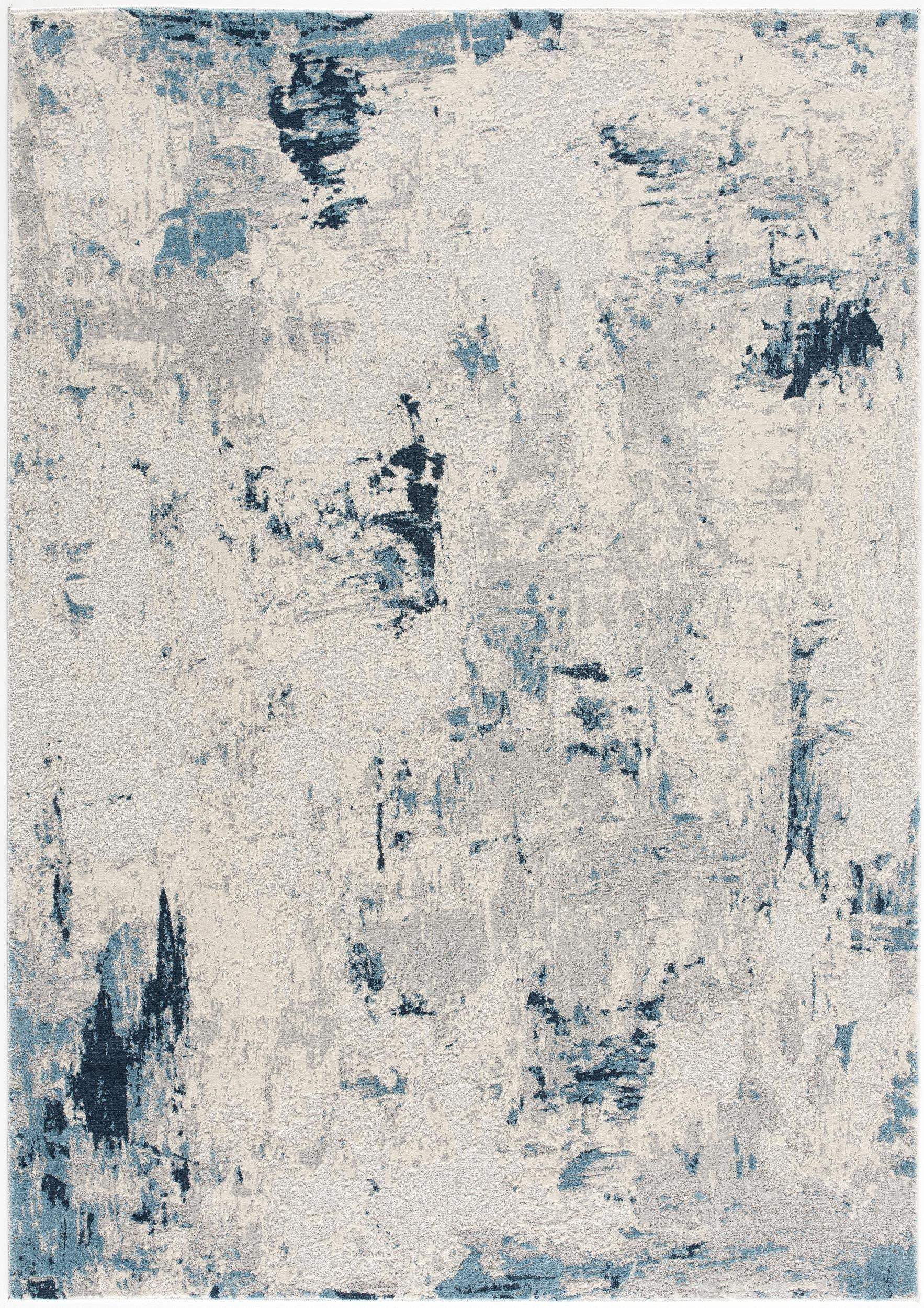 3' X 5' Blue And Ivory Abstract Strokes Area Rug - Image 2