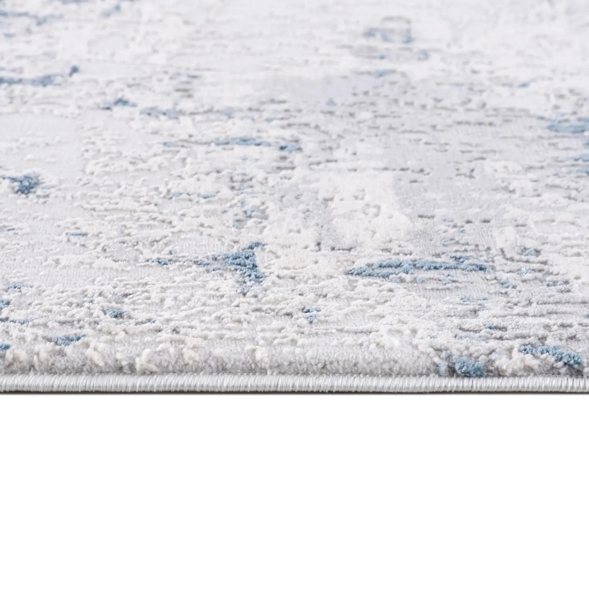3' X 5' Blue And Ivory Abstract Strokes Area Rug - Image 8