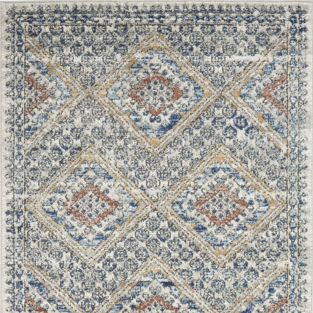3' X 5' Blue And Ivory Southwestern Power Loom Non Skid Area Rug - Image 4