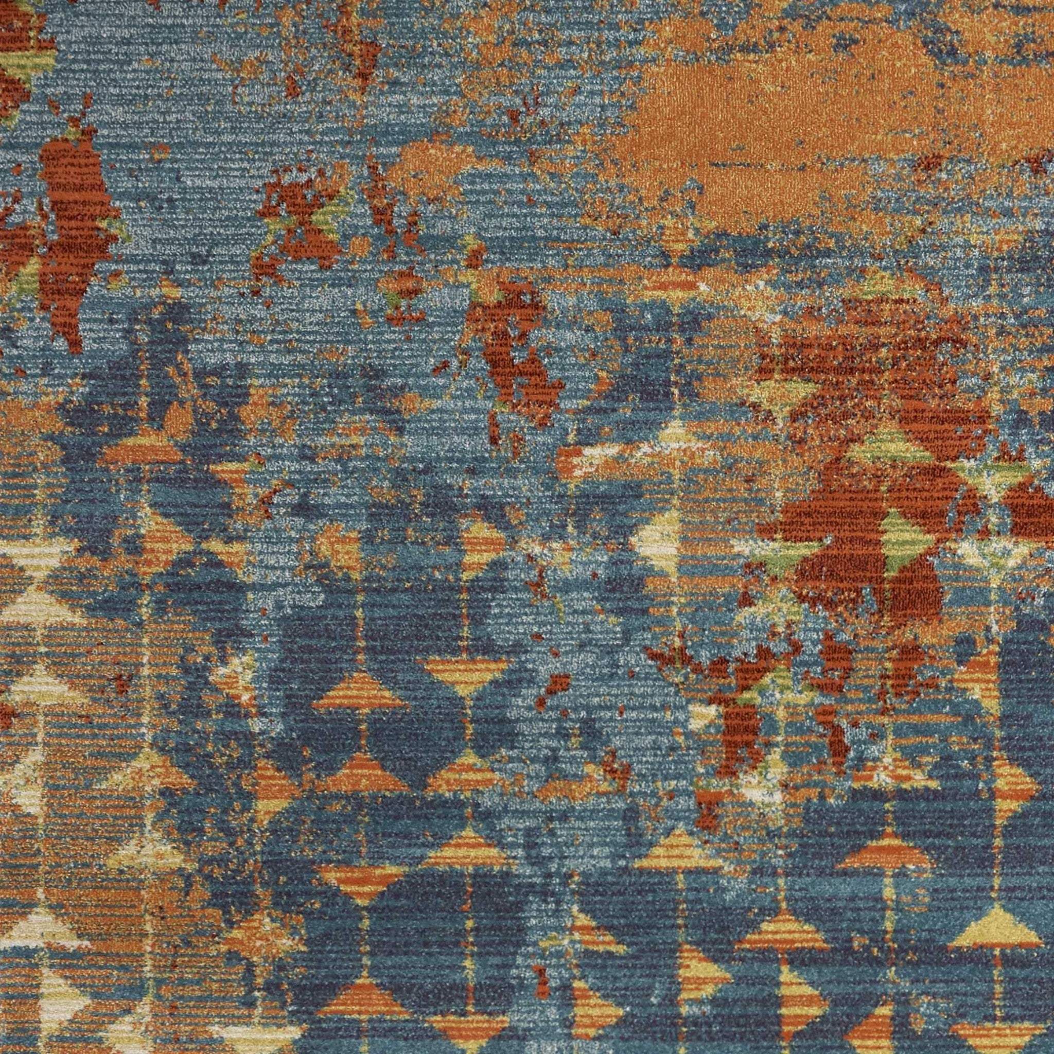 3' X 5' Blue Coral Machine Woven Abstract Triangular Strings Indoor Area Rug - Image 3