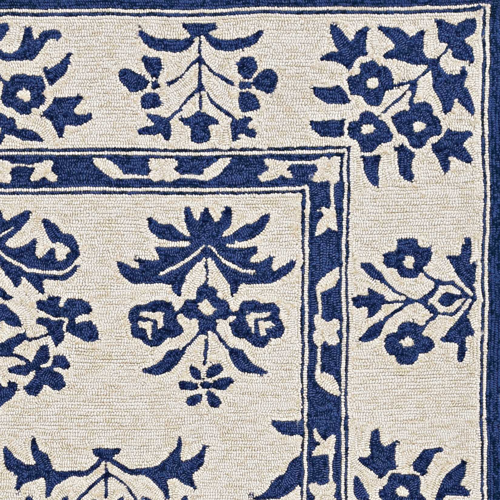 3' X 5' Blue Floral Handmade Indoor Outdoor Area Rug - Image 8