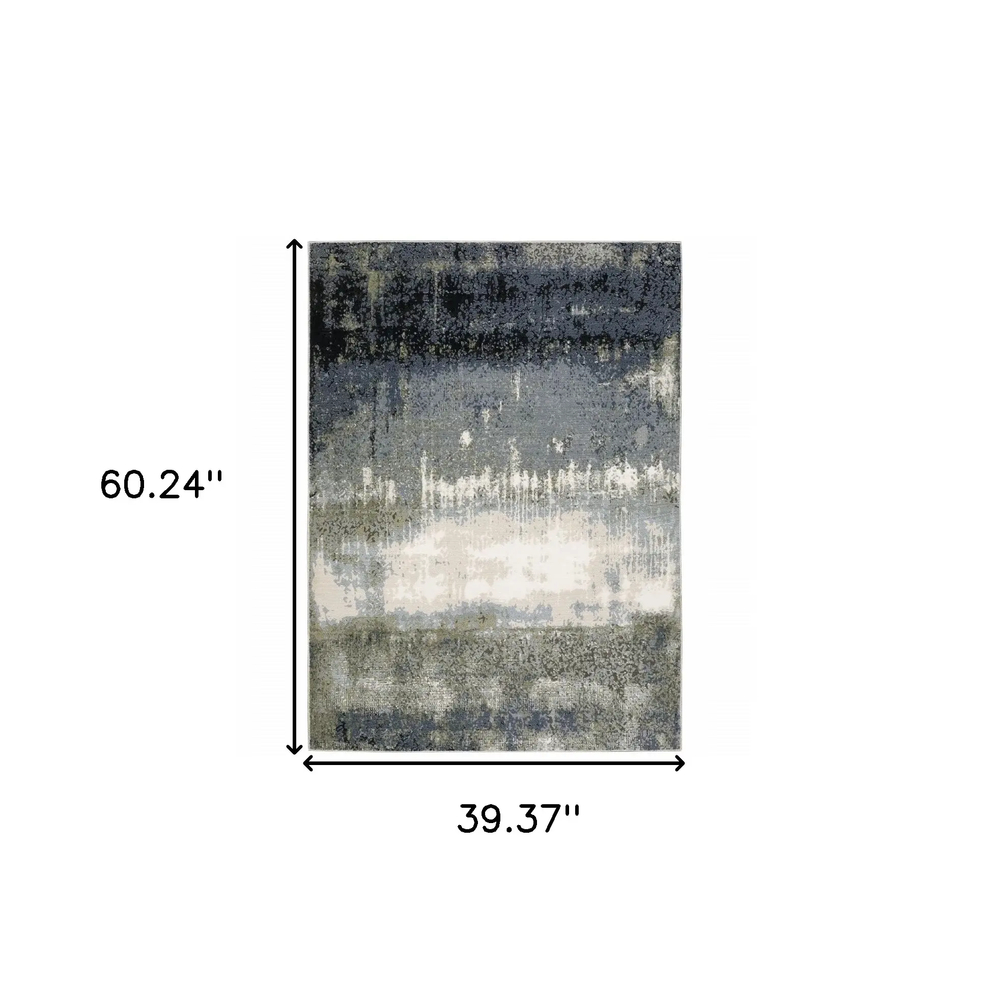 3' X 5' Blue Green Grey And Beige Abstract Power Loom Stain Resistant Area Rug - Image 3