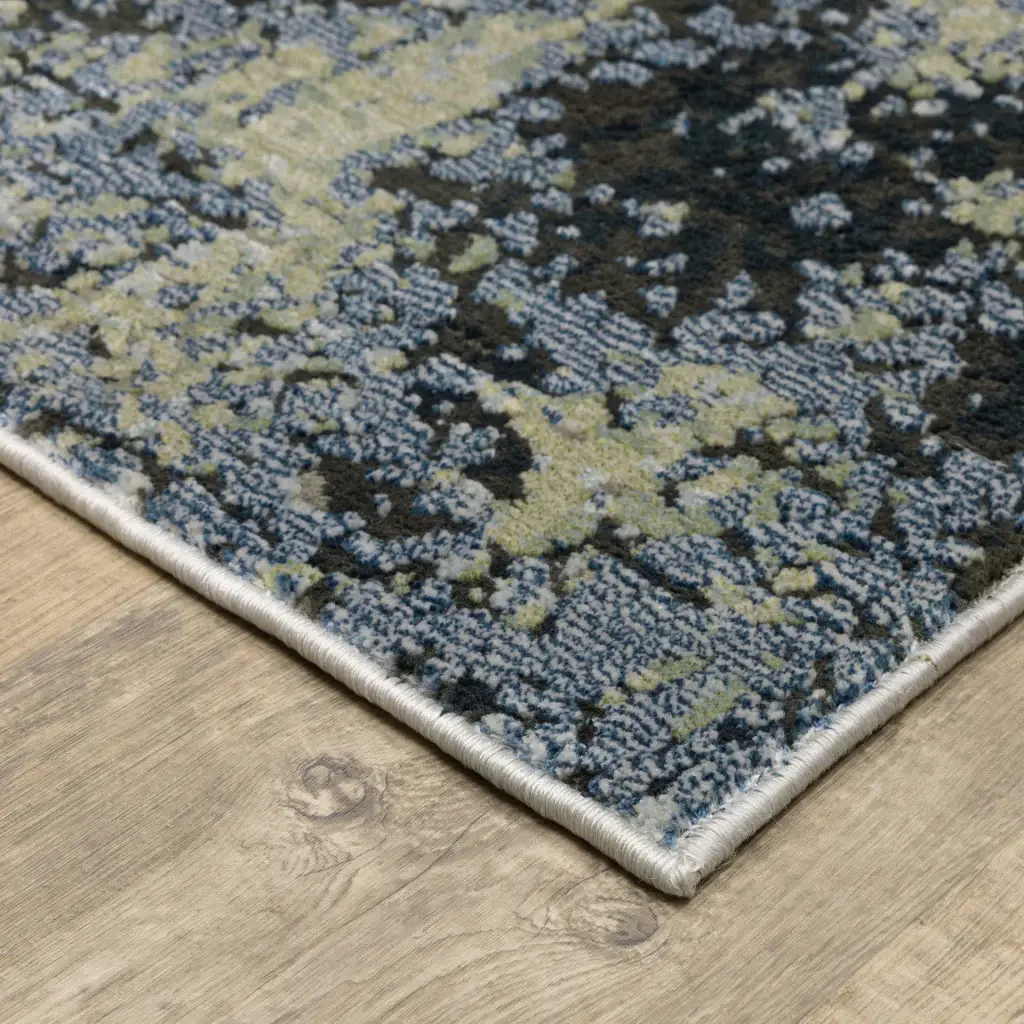 3' X 5' Blue Green Grey And Beige Abstract Power Loom Stain Resistant Area Rug - Image 4