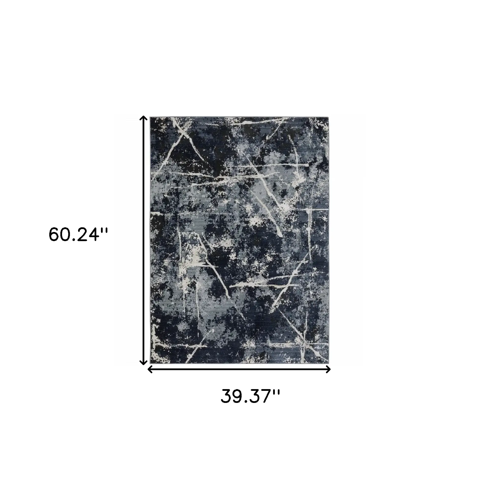 3' X 5' Blue Grey And Beige Abstract Power Loom Stain Resistant Area Rug - Image 3