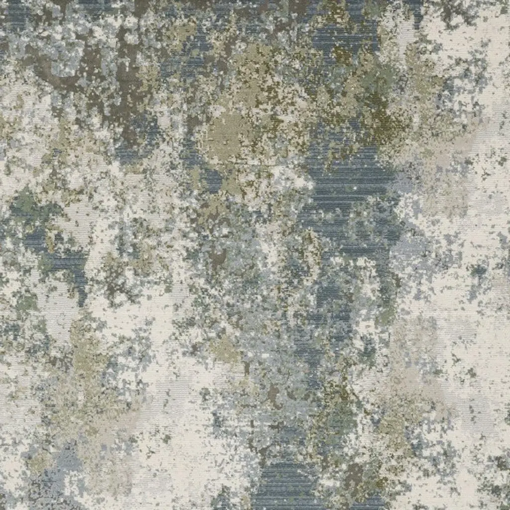 3' X 5' Blue Grey Green And Beige Abstract Power Loom Stain Resistant Area Rug - Image 4