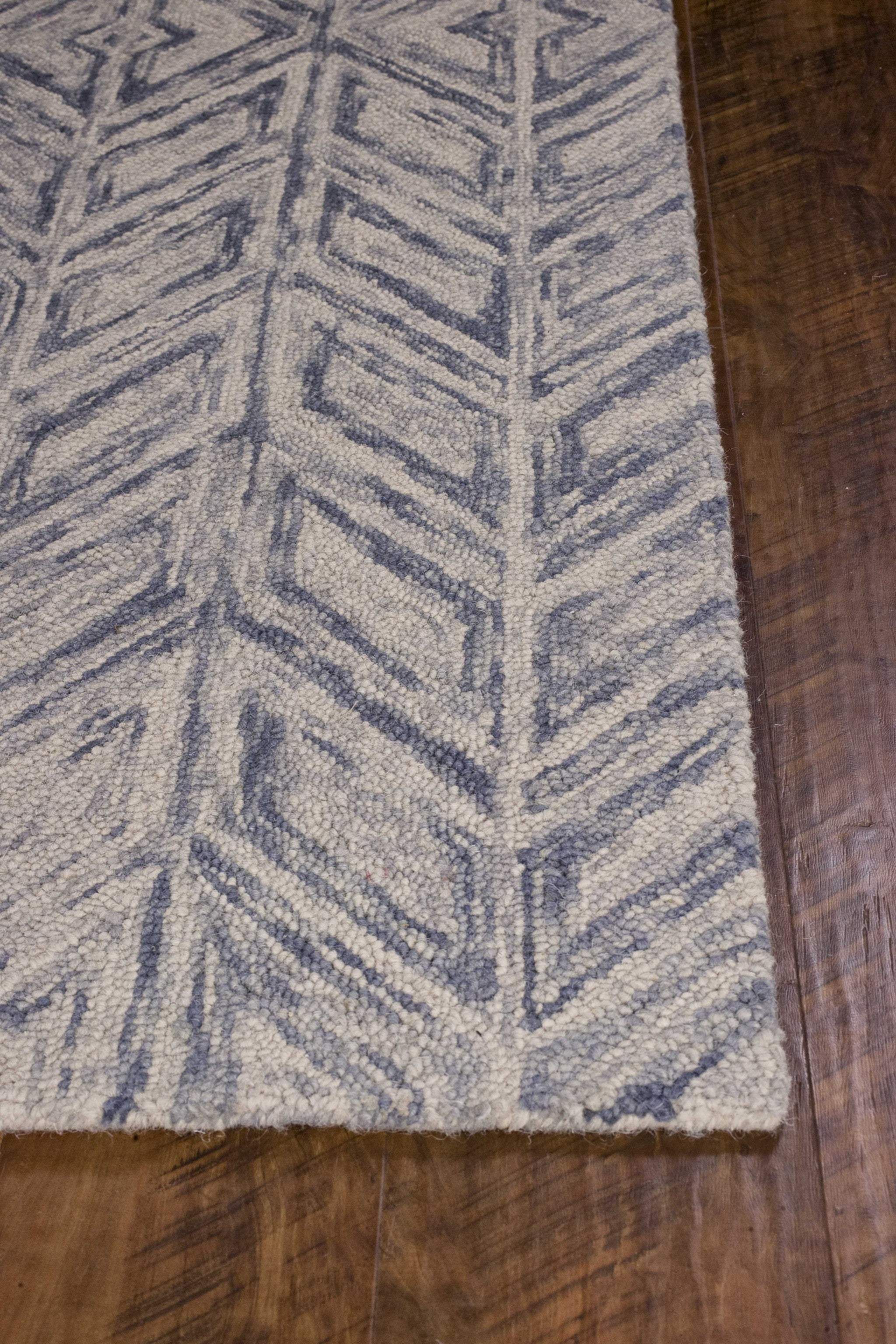 3' X 5' Blue Hand Tufted Herringbone Indoor Area Rug - Image 5