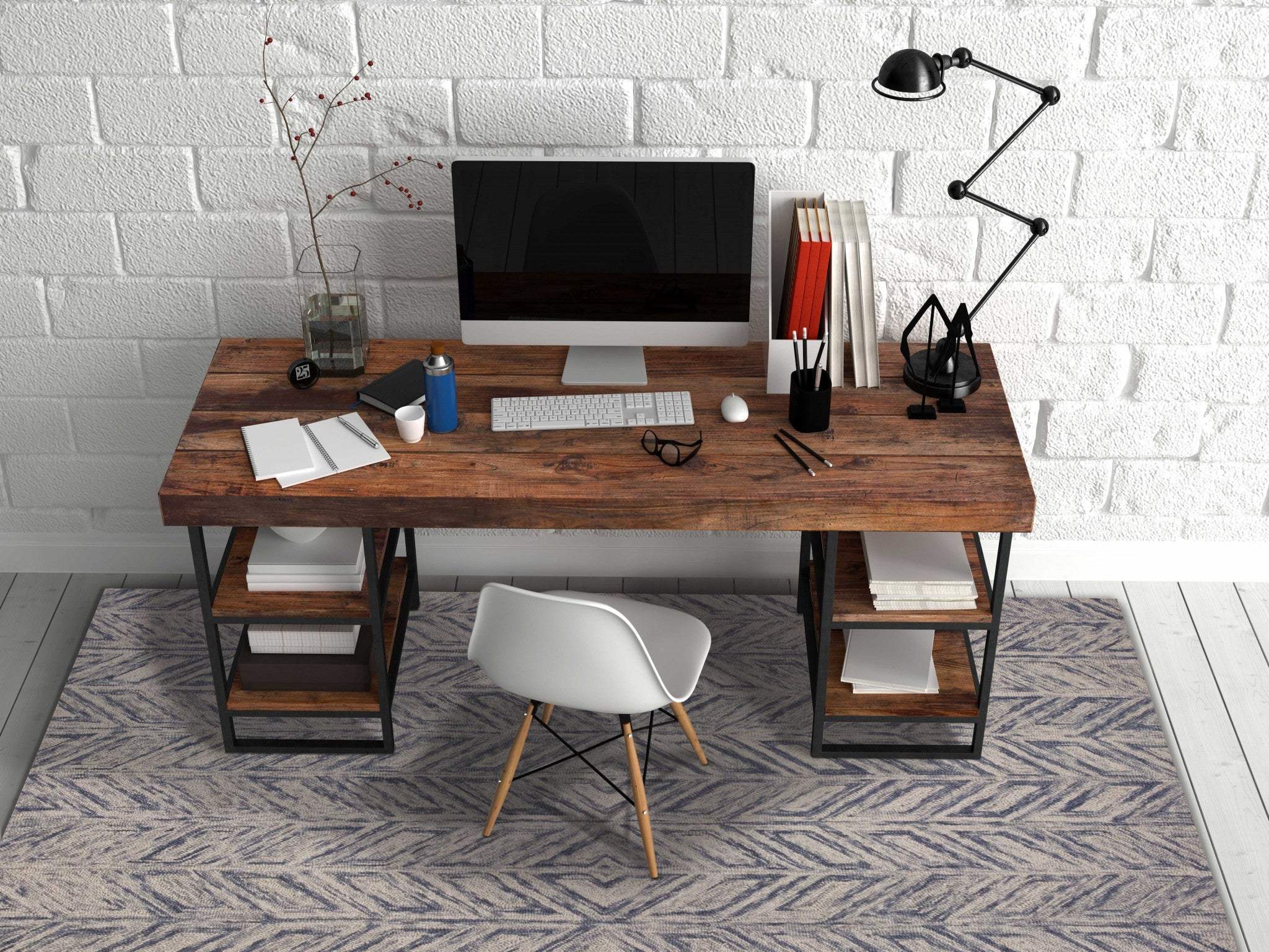 3' X 5' Blue Hand Tufted Herringbone Indoor Area Rug - Image 6