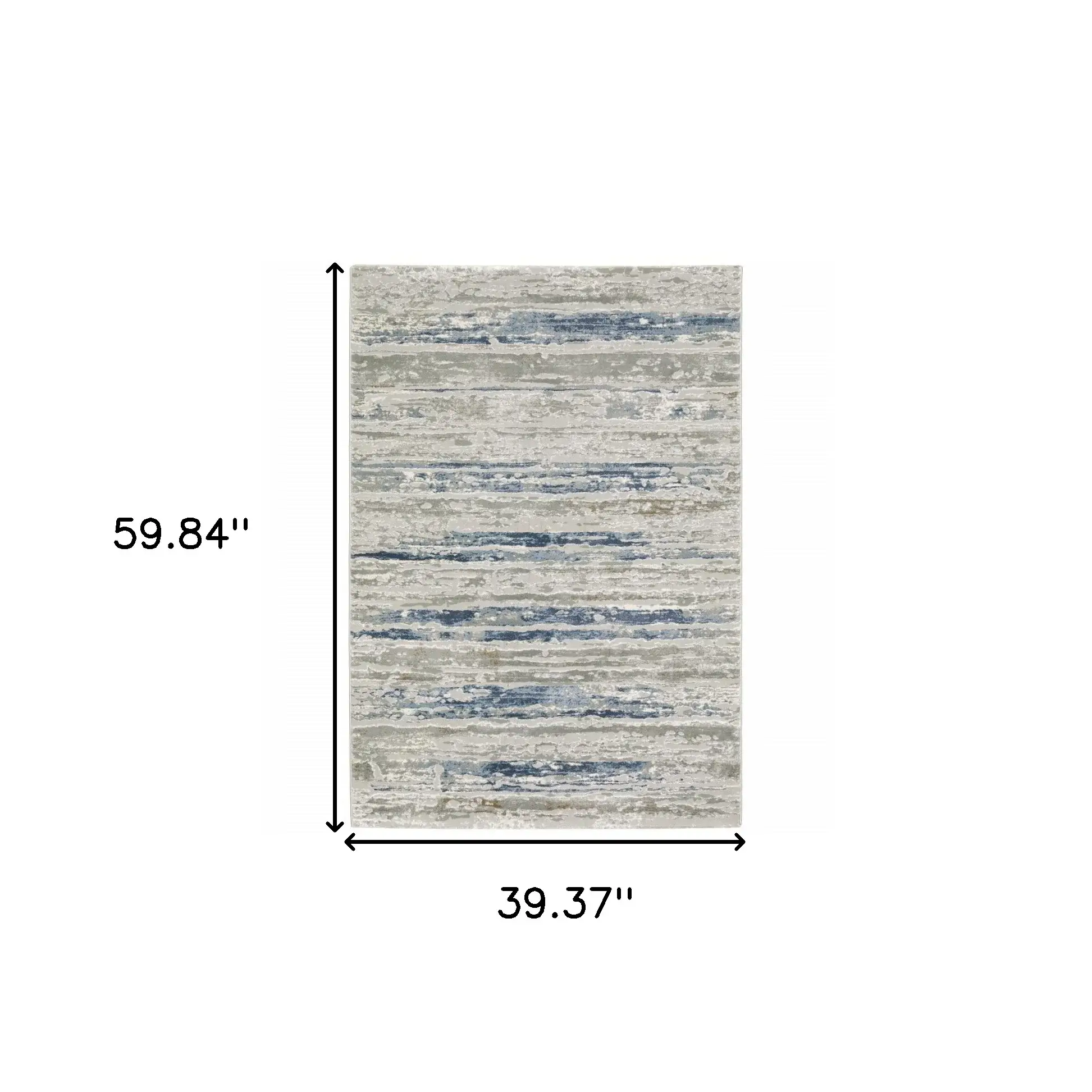 3' X 5' Blue Ivory Grey Light Blue And Brown Abstract Power Loom Stain Resistant Area Rug - Image 3