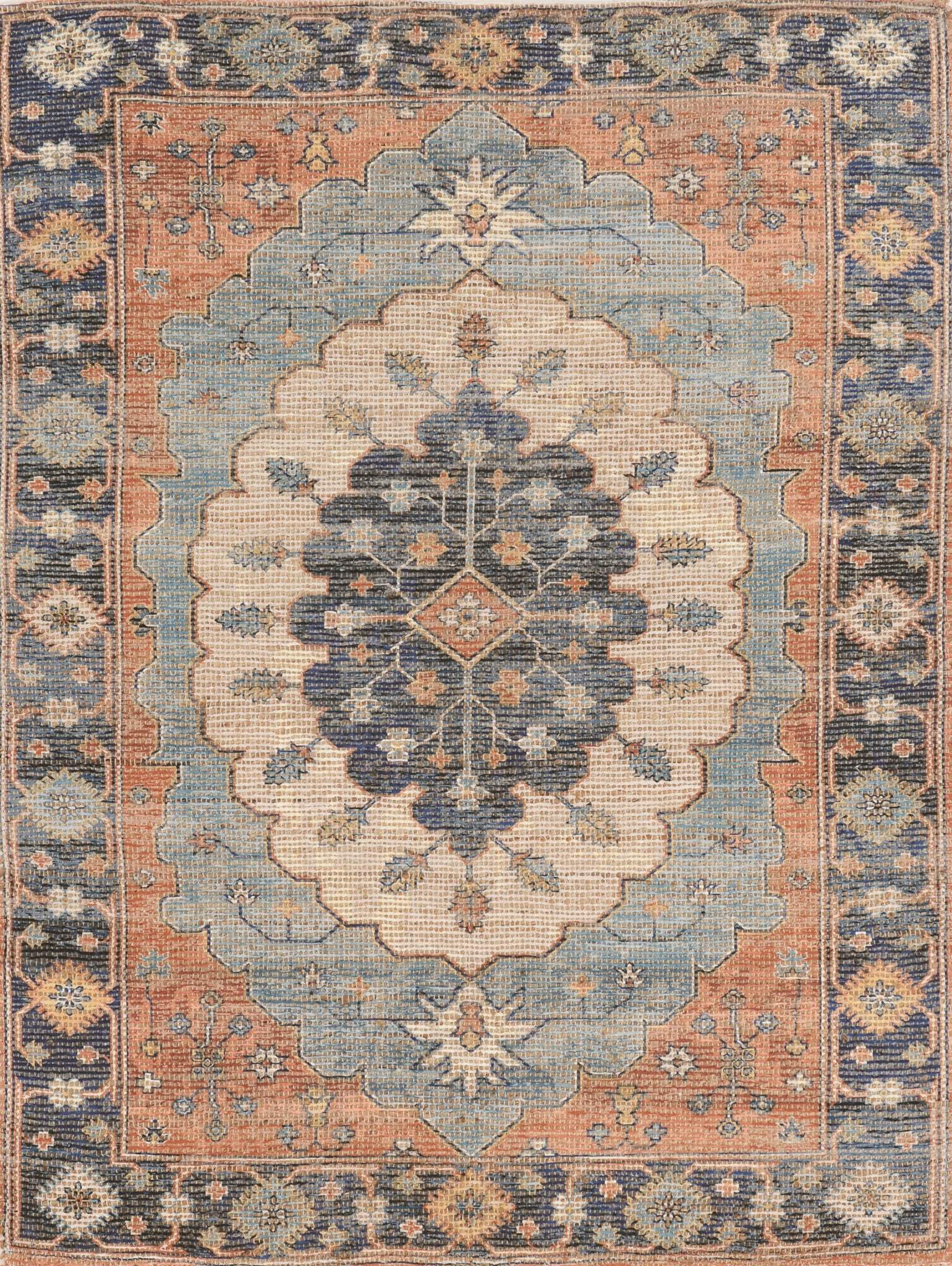 3' X 5' Blue Medallion Hand Woven Area Rug - Image 2