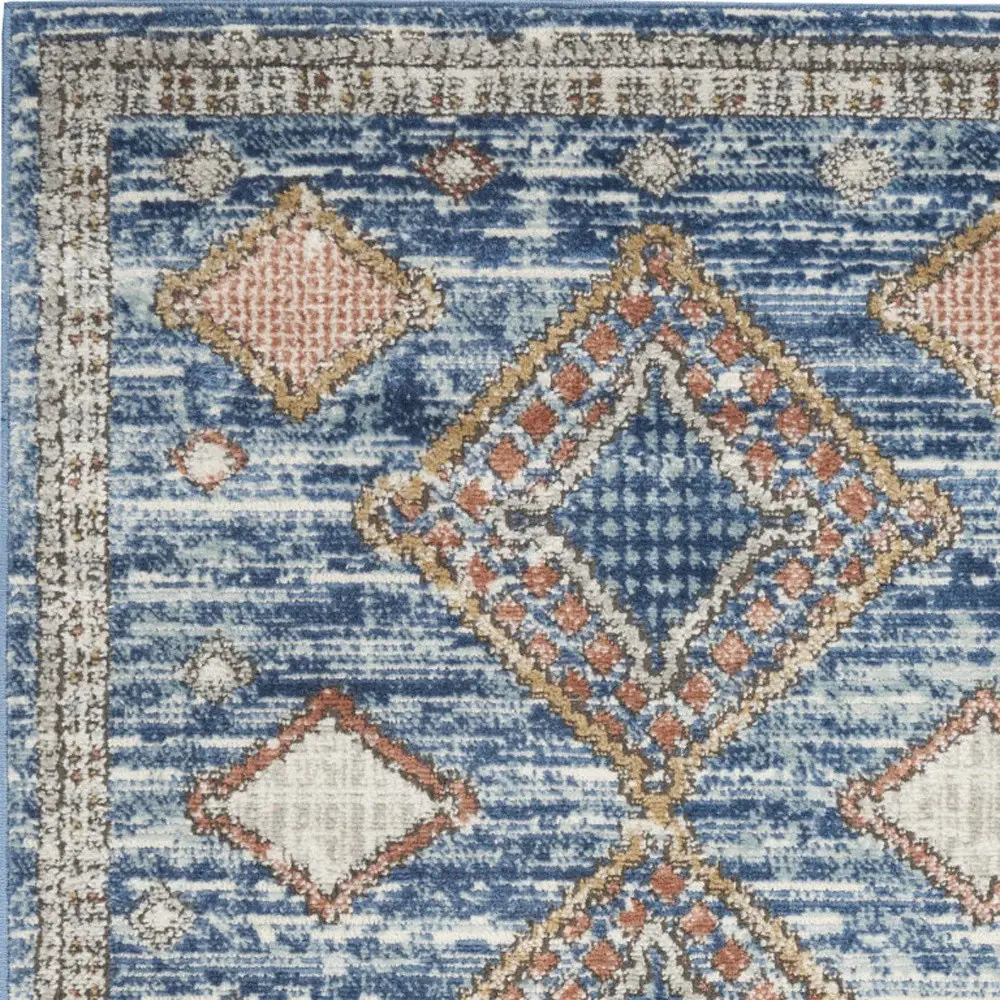 3' X 5' Blue Southwestern Power Loom Non Skid Area Rug - Image 3