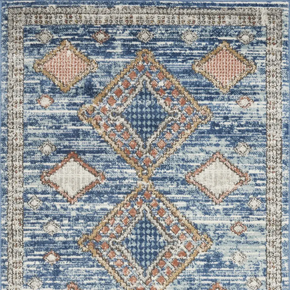 3' X 5' Blue Southwestern Power Loom Non Skid Area Rug - Image 4