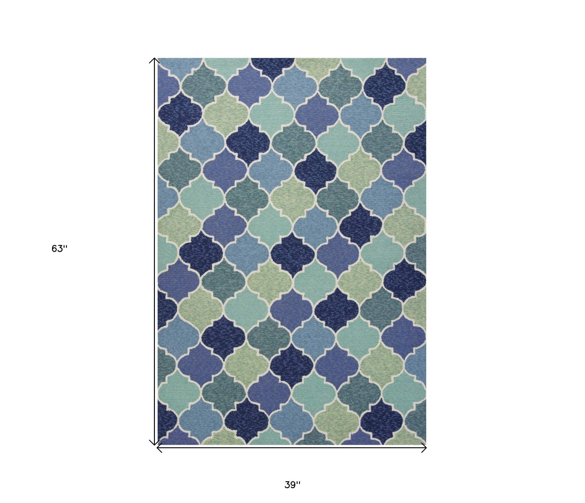 3' X 5' Blue Trellis Hand Tufted Area Rug - Image 3