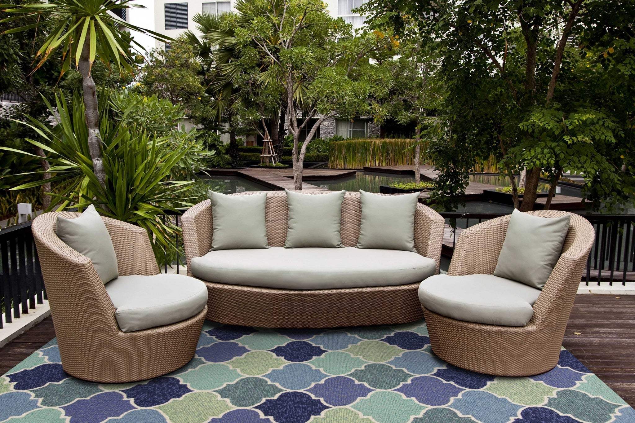 3' X 5' Blue Trellis Hand Tufted Area Rug - Image 8