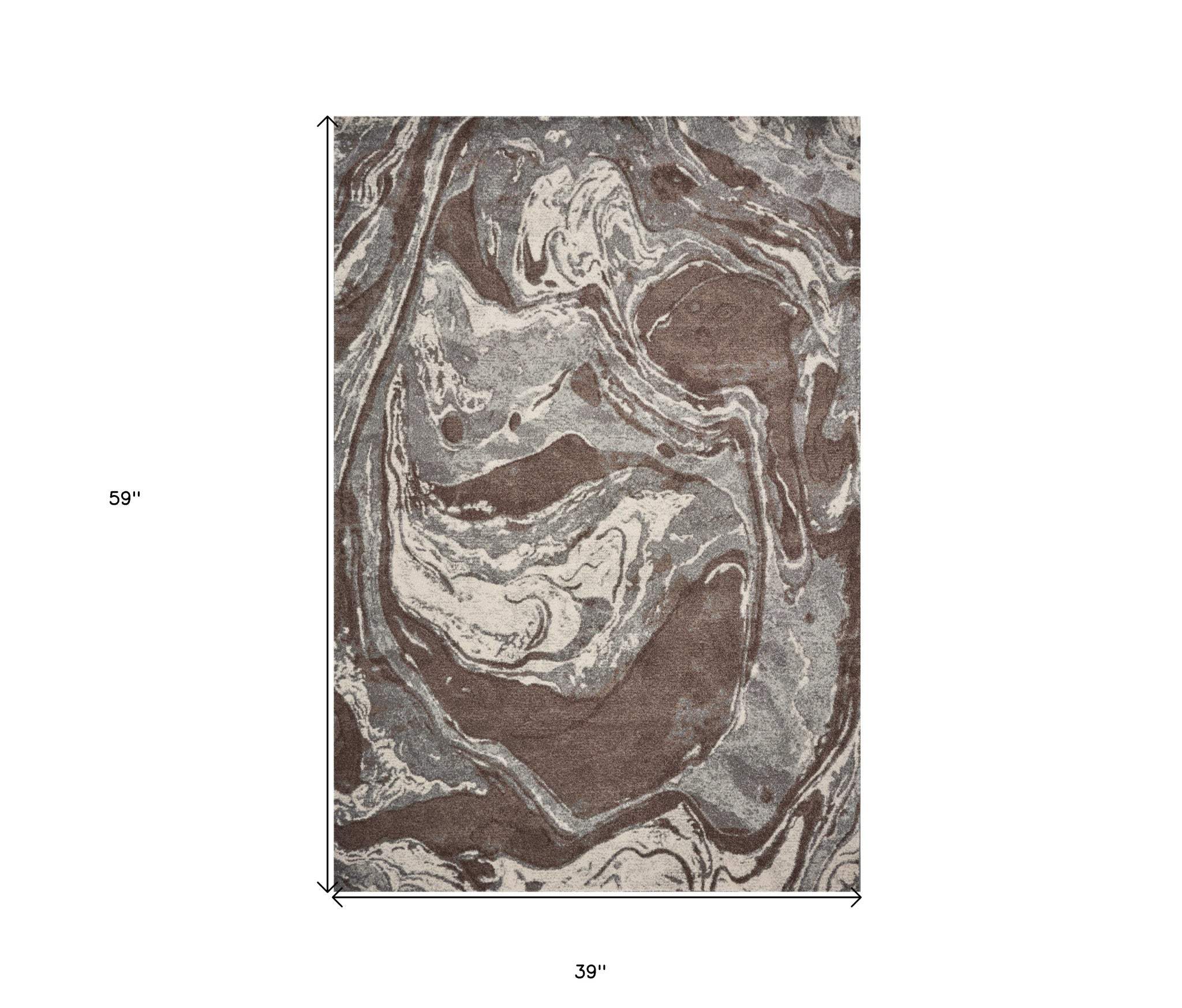 3' X 5' Brown Abstract Area Rug - Image 3