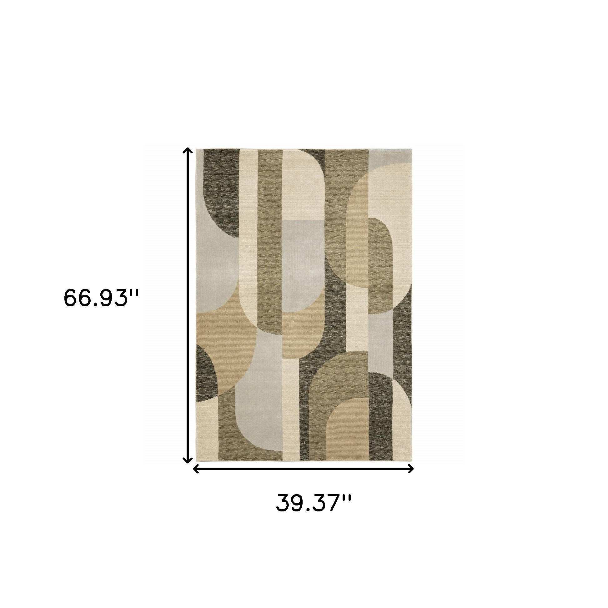 3' X 5' Brown and Ivory Geometric Power Loom Area Rug - Image 3