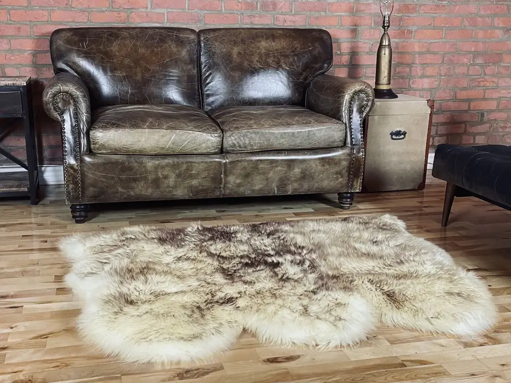 3' X 5' Brown Ombre Natural Sheepskin Area Rug - Image 6