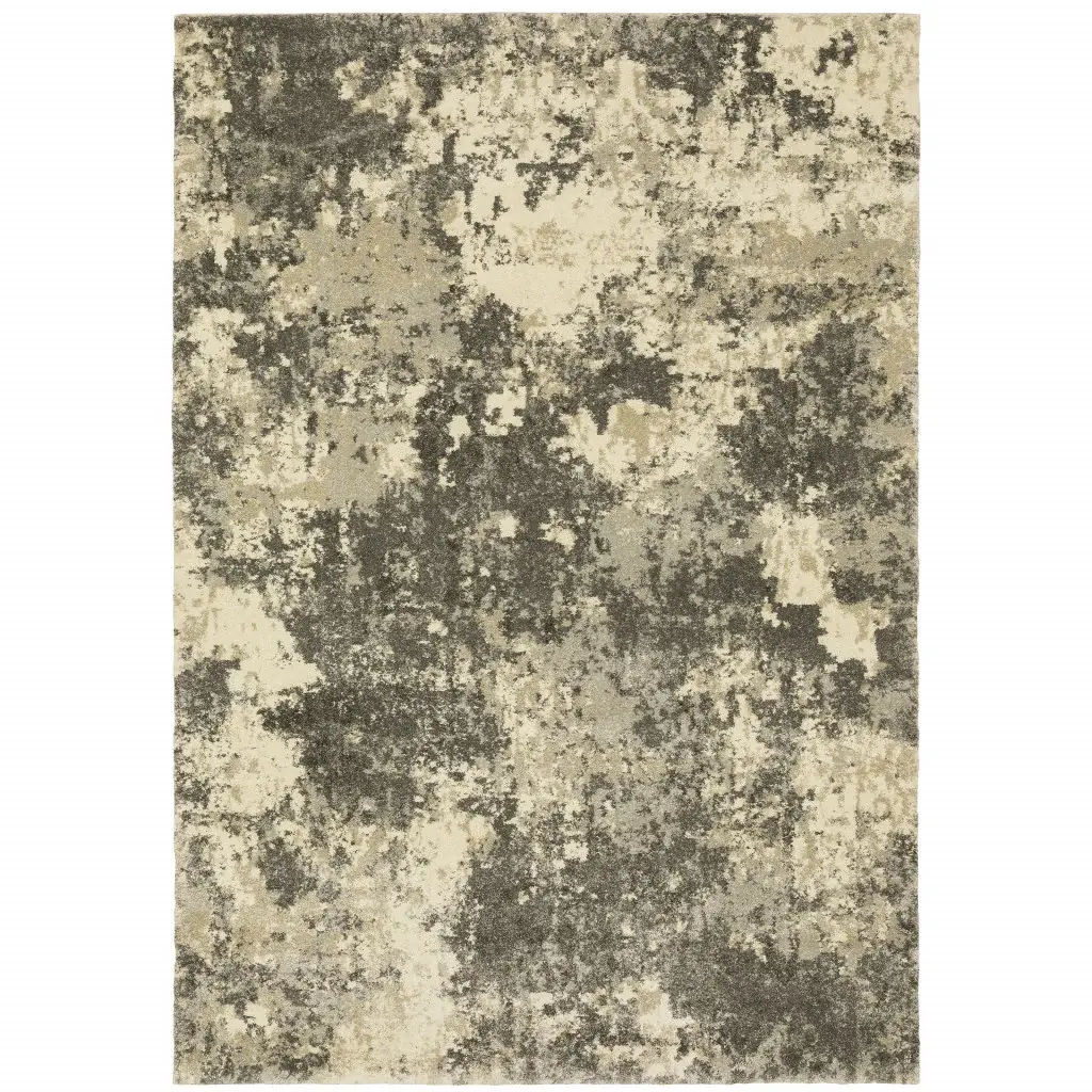 3' X 5' Charcoal Grey Beige And Tan Abstract Power Loom Stain Resistant Area Rug - Image 2