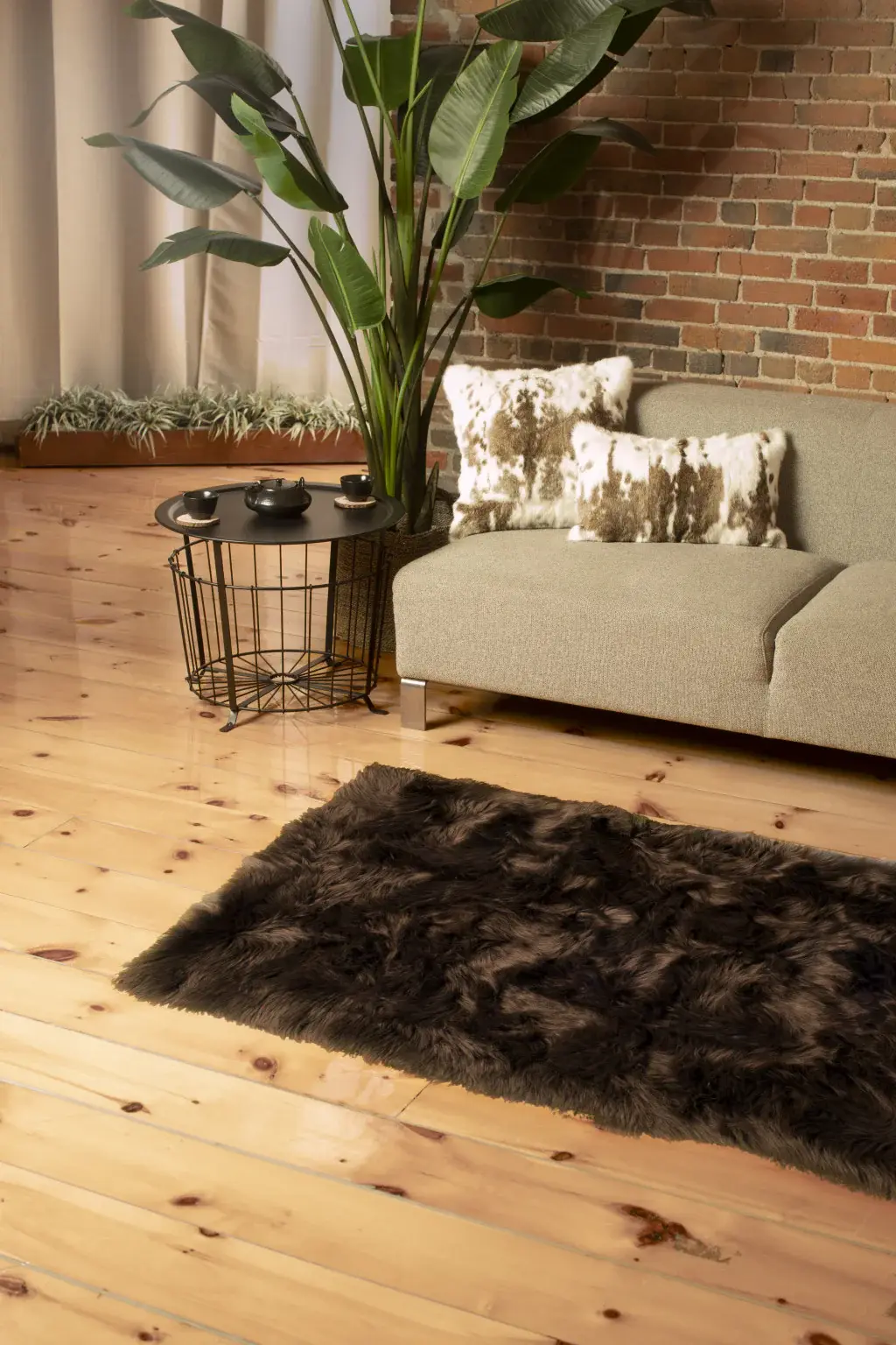 3' X 5' Chocolate Faux Fur Non Skid Area Rug - Image 2