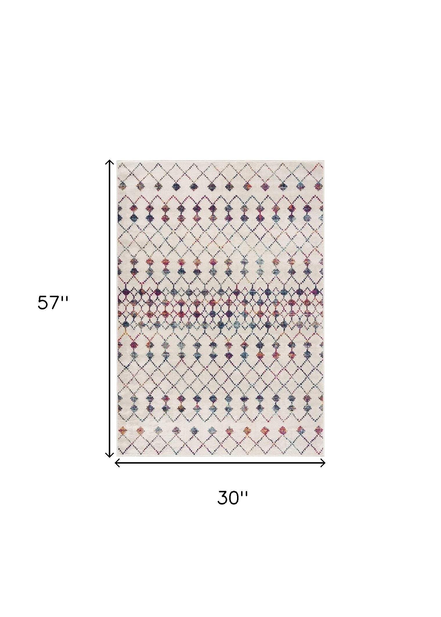 3' X 5' Cream Ikat Area Rug - Image 3