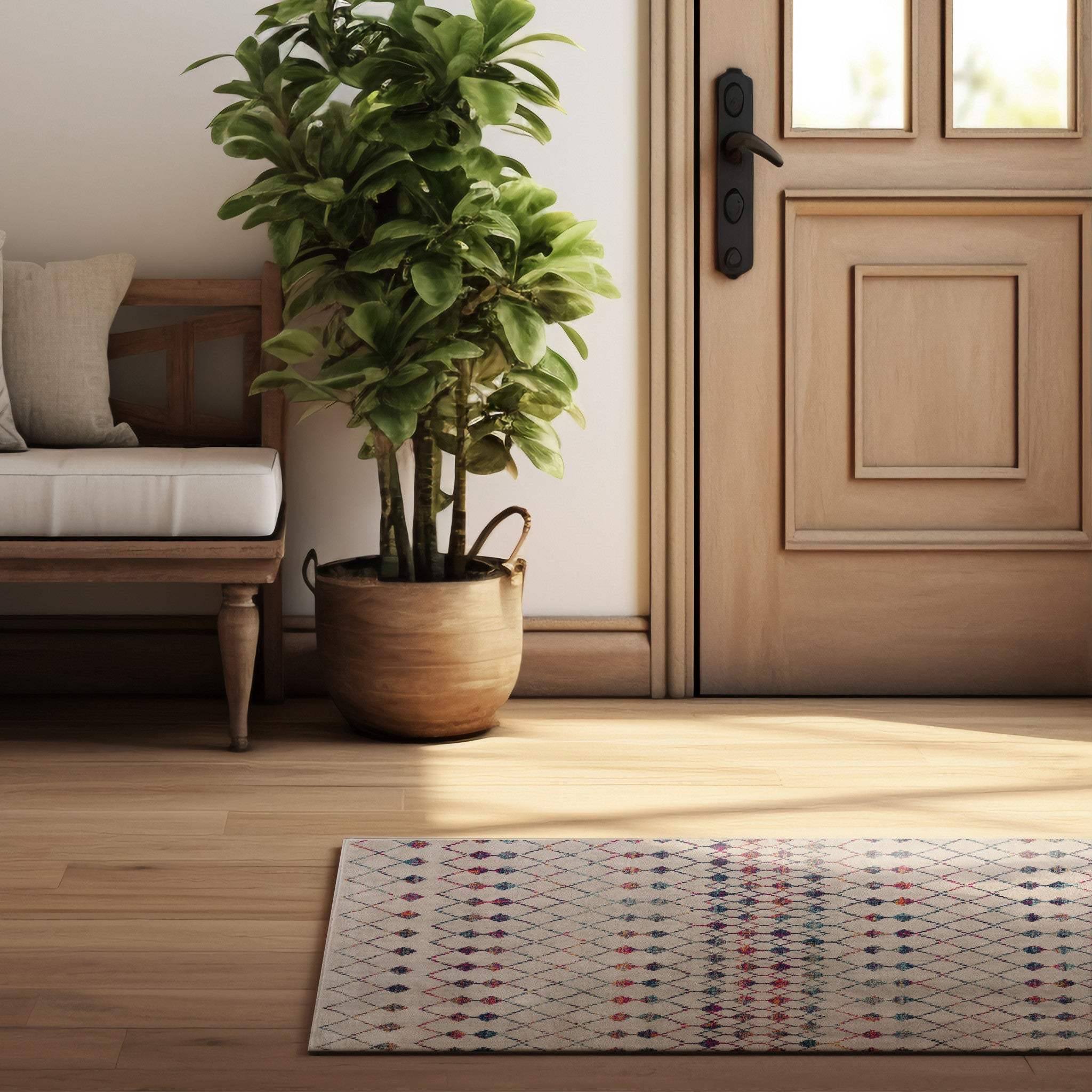 3' X 5' Cream Ikat Area Rug - Image 8