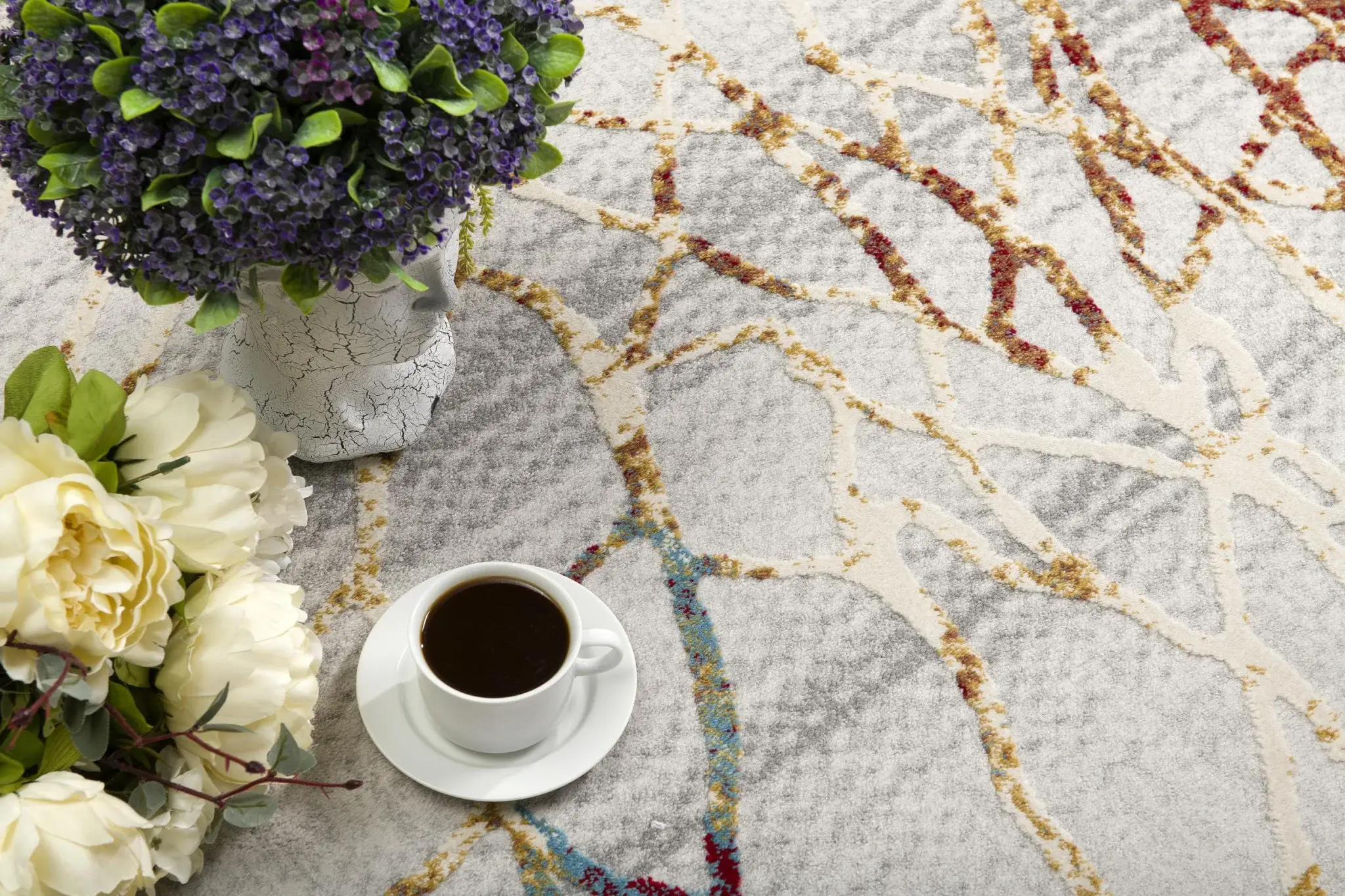 3' X 5' Gold And Ivory Abstract Branches Area Rug - Image 3