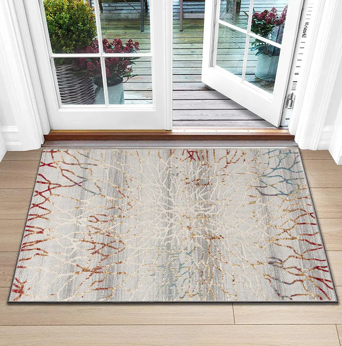 3' X 5' Gold And Ivory Abstract Branches Area Rug - Image 4