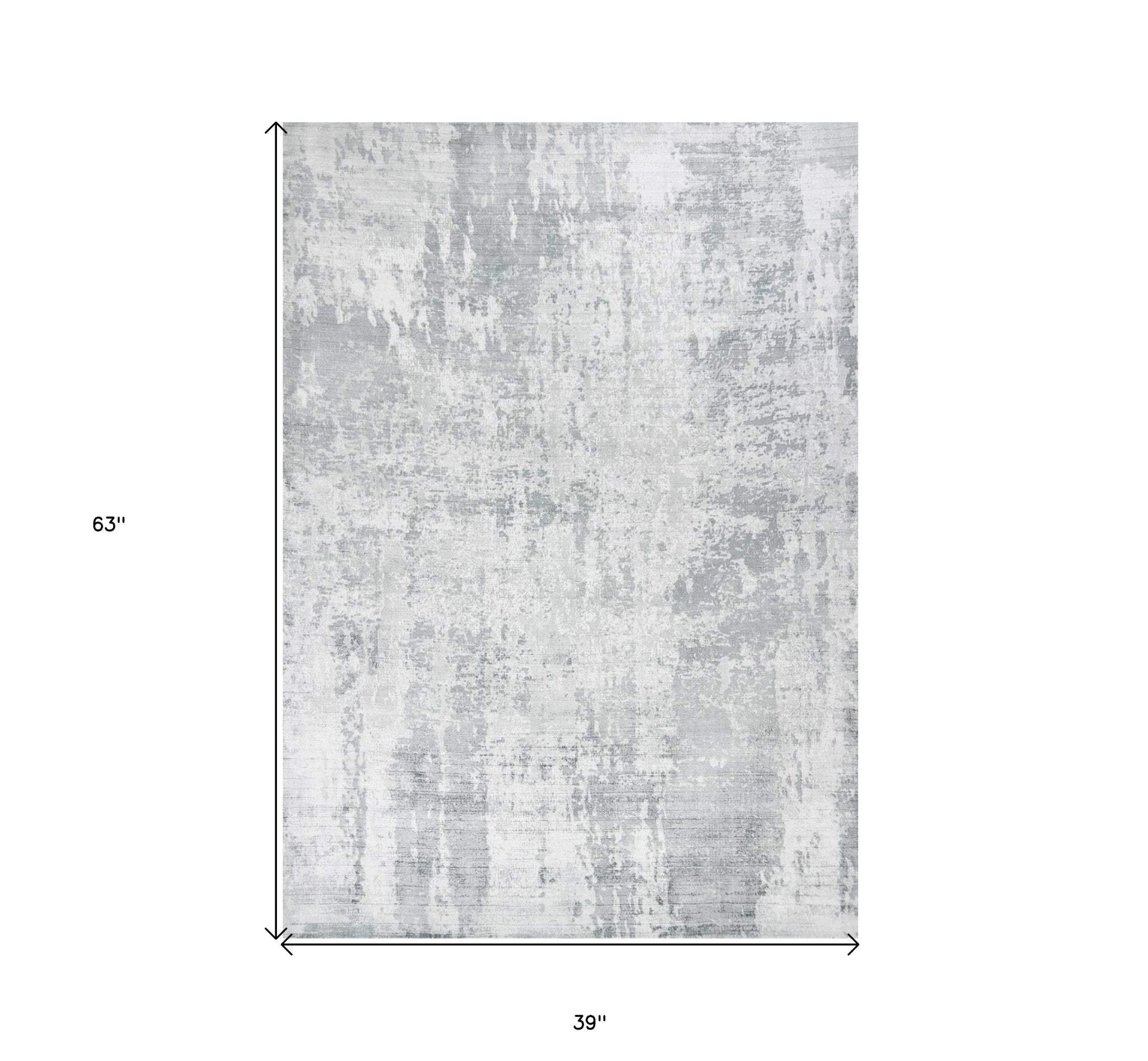 3' X 5' Gray Abstract Hand Loomed Area Rug - Image 3