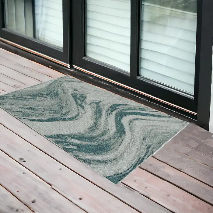 3' X 5' Gray Abstract Indoor Outdoor Area Rug