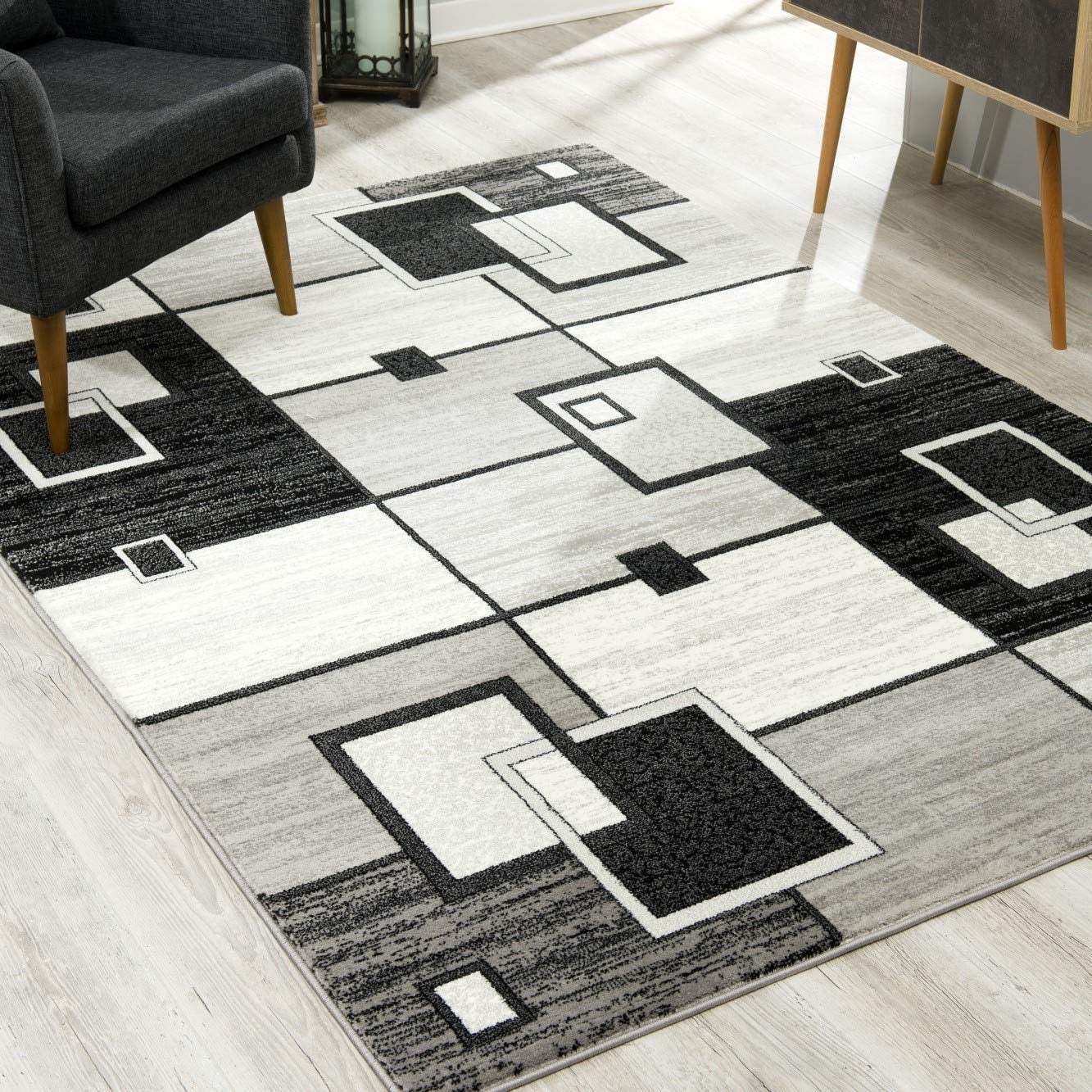3' X 5' Gray Abstract Power Loom Area Rug - Image 5