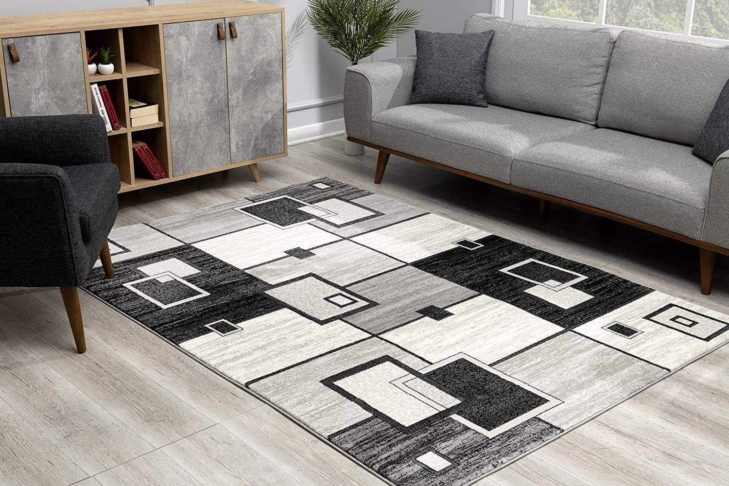 3' X 5' Gray Abstract Power Loom Area Rug - Image 6