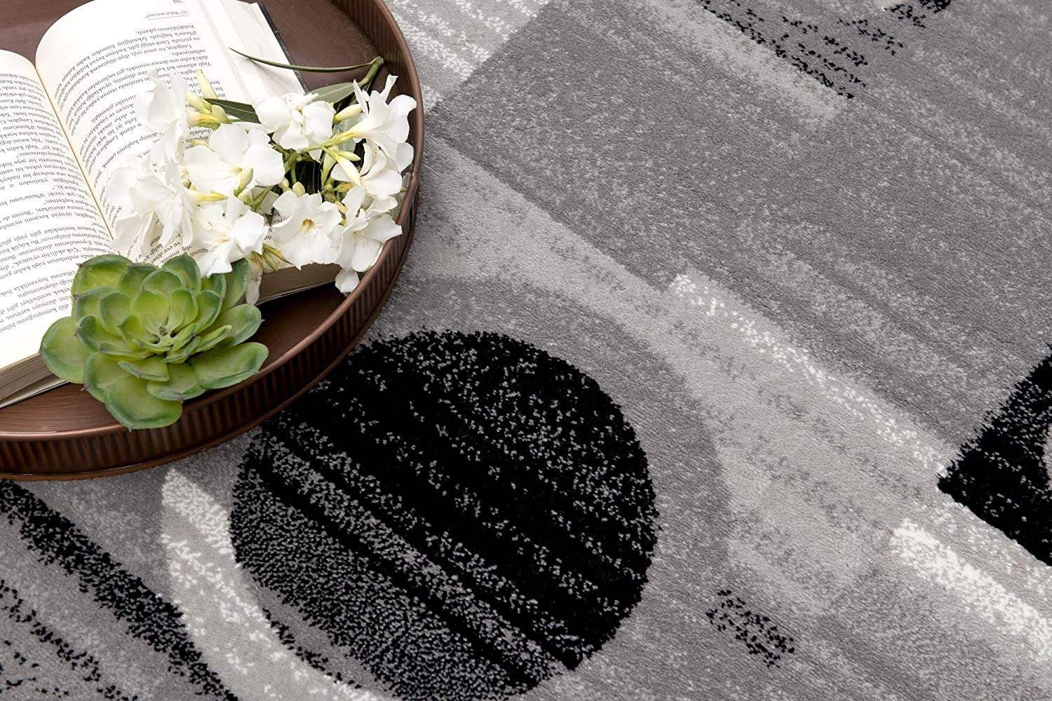 3' X 5' Gray Abstract Power Loom Area Rug - Image 5